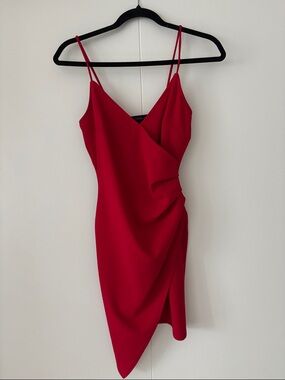 The Vintage Shop Red Asymmetric Spaghetti-Strap Mini Dress